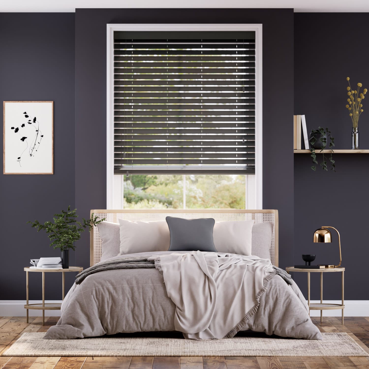 Colorized Cosmopolitan Victorian Grey Wooden Blind - 50mm Slat 3195