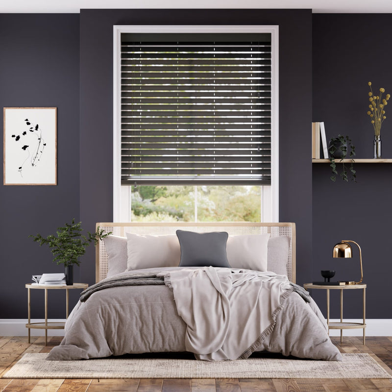 Colorized Cosmopolitan Victorian Grey Wooden Blind - 50mm Slat 3195