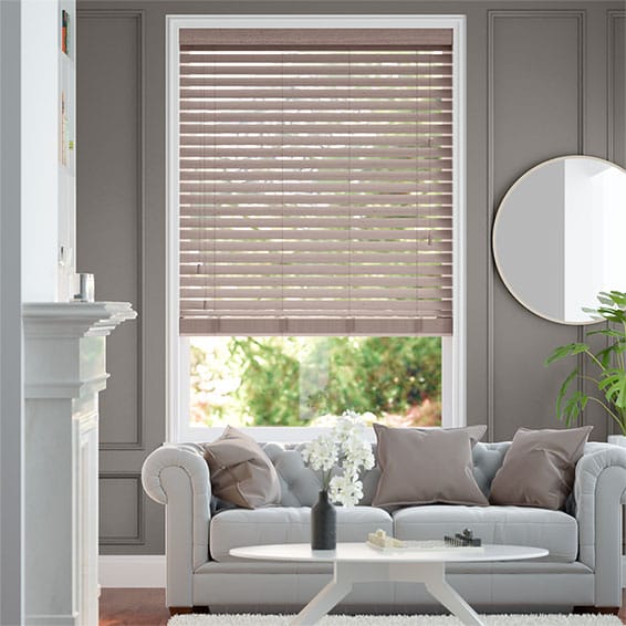 Colorized Cosmopolitan Nova Grey Wooden Blind - 50mm Slat 3190