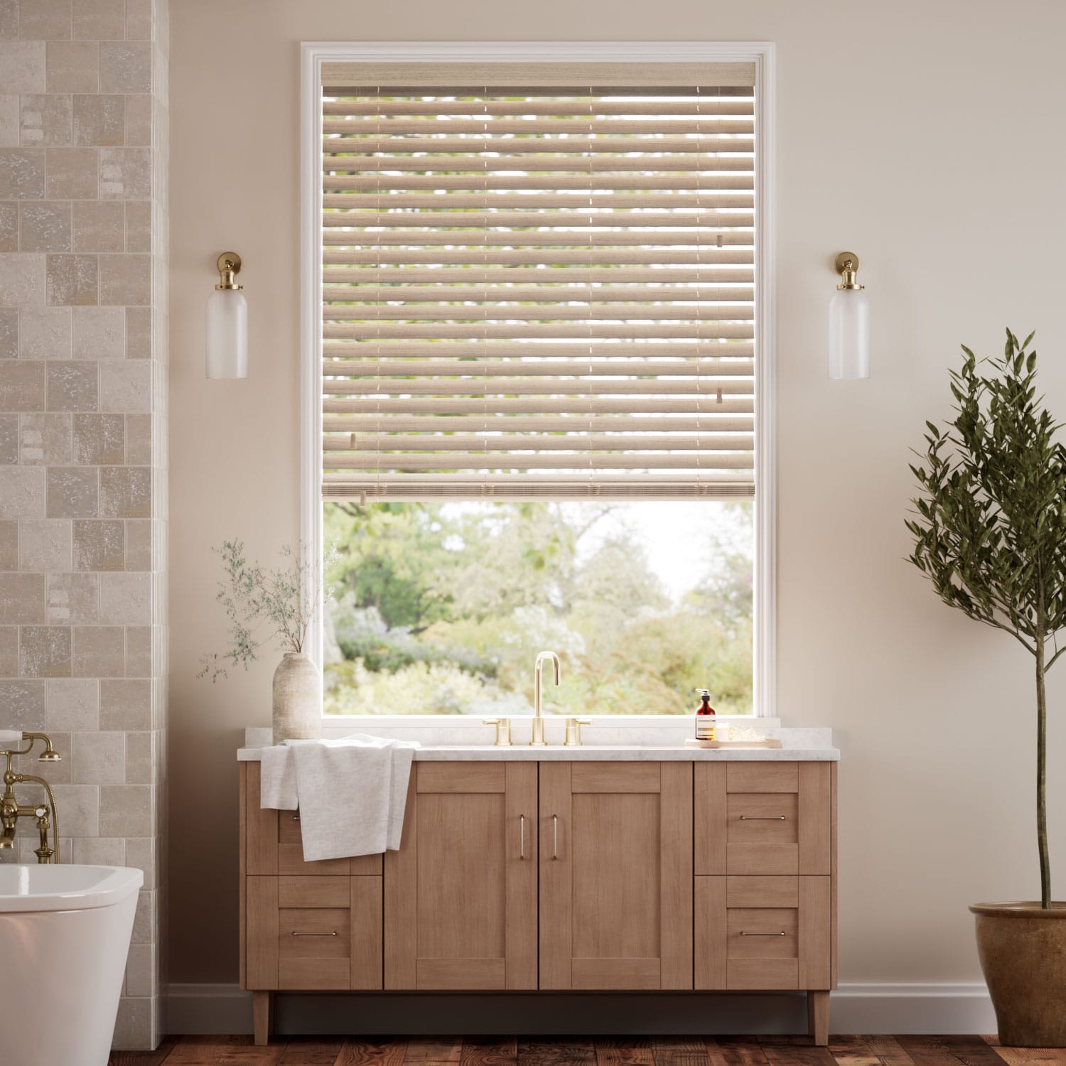 Colorized Cosmopolitan Taupe Grey Wooden Blind - 50mm Slat 3193