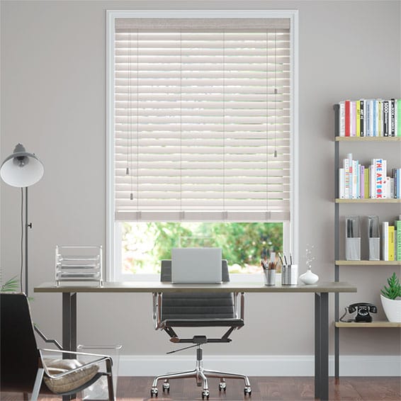 Colorized Cosmopolitan White Mist Wooden Blind - 50mm Slat