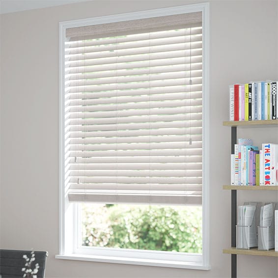 ColorizedZoom Cosmopolitan White Mist Wooden Blind - 50mm Slat