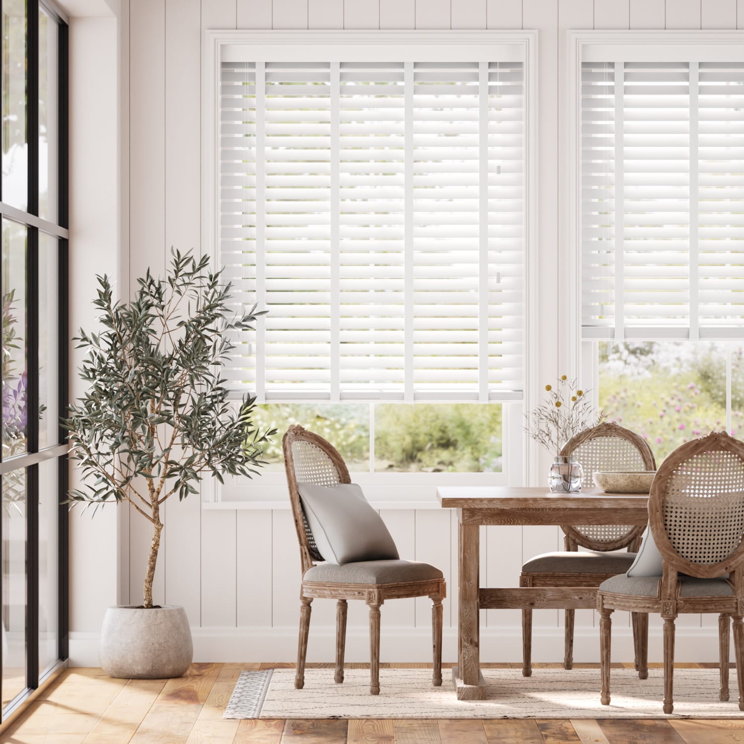 Colorized Tampa Alpine White & Igloo Faux Wood Blind - 50mm Slat 3215