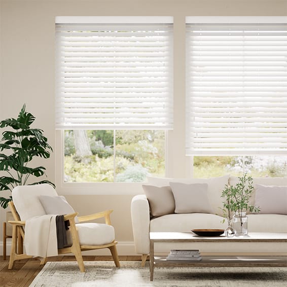 Colorized Tampa Alpine White Faux Wood Blind - 50mm Slat 3218