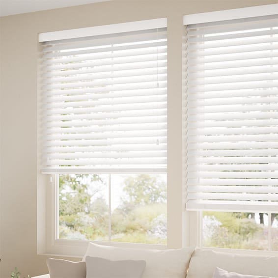 ColorizedZoom Tampa Alpine White Faux Wood Blind - 50mm Slat 3218