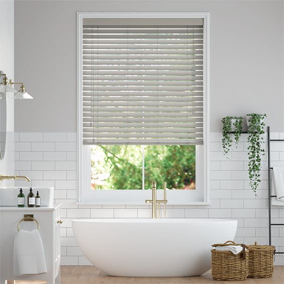 Colorized Tampa Tonal Grey Faux Wood Blind - 50mm Slat 3219