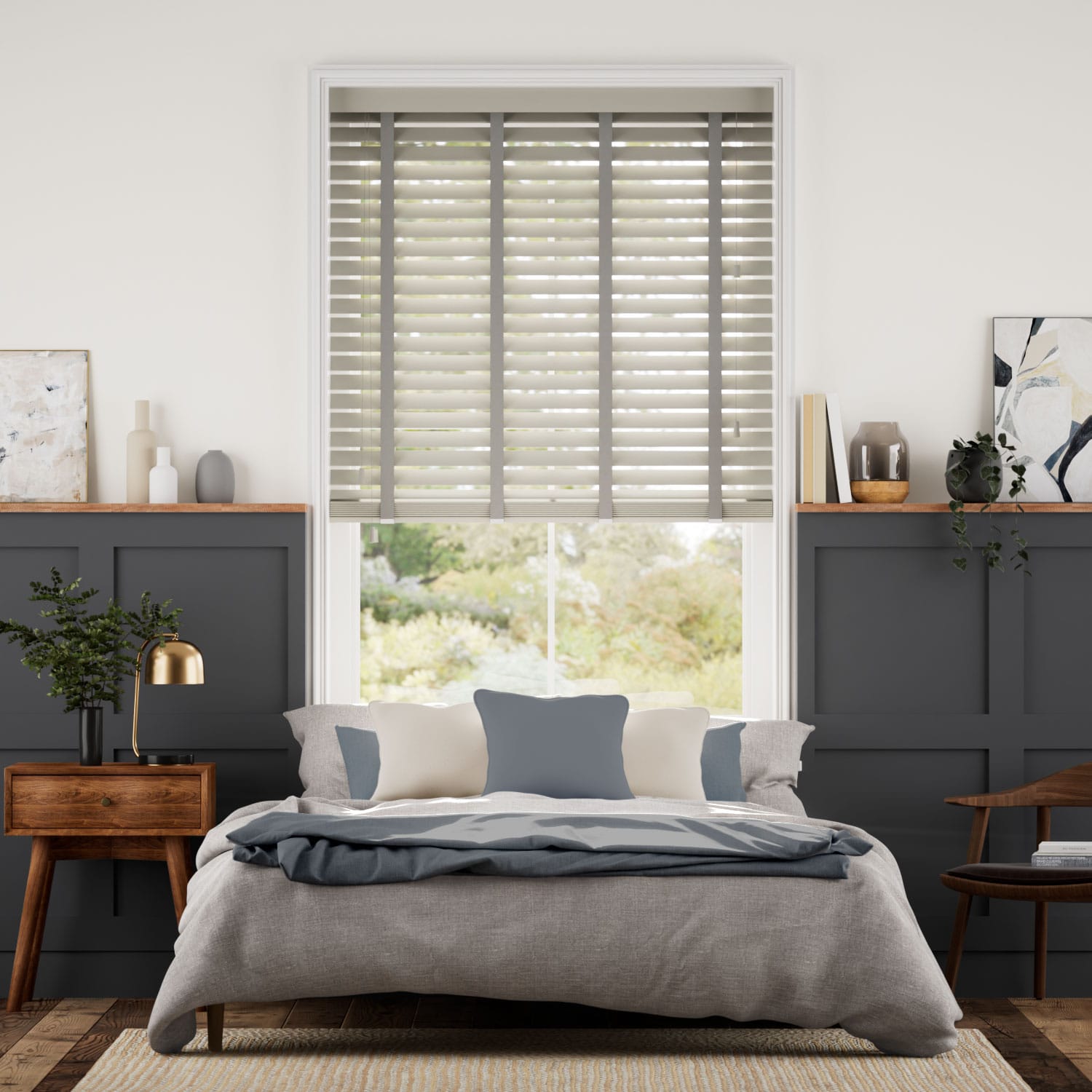Colorized Tampa Tonal Grey & Tin Faux Wood Blind - 50mm Slat 3217