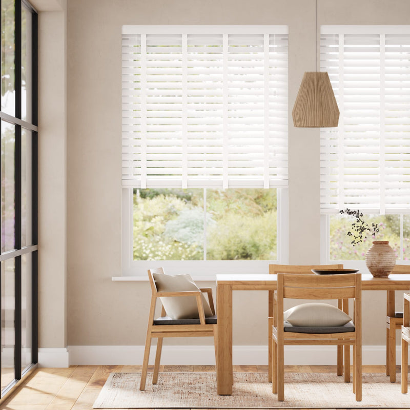 Colorized Atlanta Icy White & Igloo Faux Wood Blind - 50mm Slat 3222