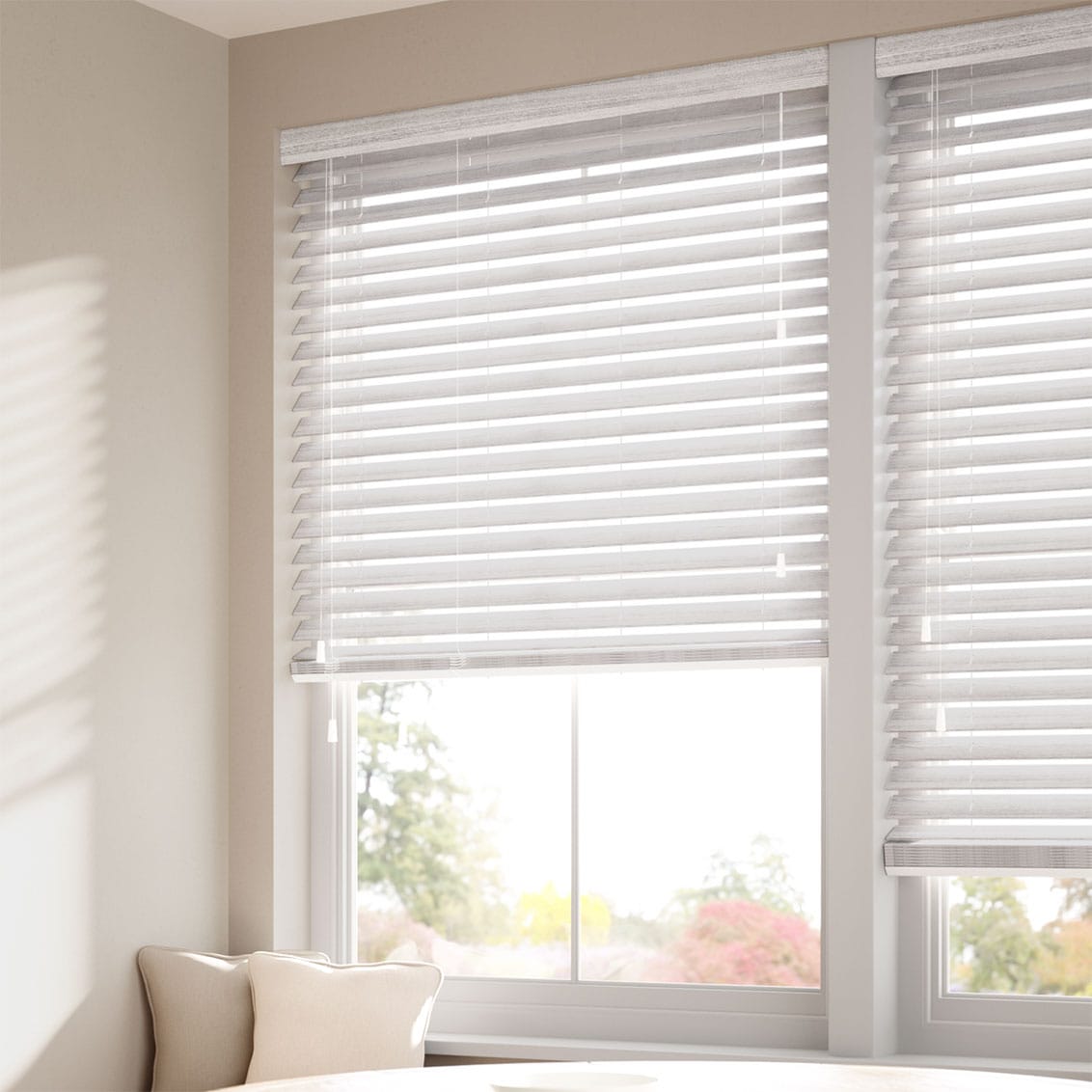 ColorizedZoom Atlanta Flint Grain Faux Wood Blind - 50mm Slat 3227