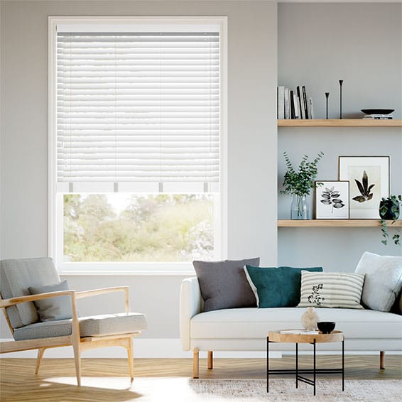 Colorized Atlanta Bright White Faux Wood Blind - 50mm Slat 3226