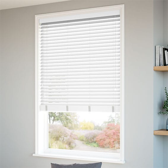 ColorizedZoom Atlanta Bright White Faux Wood Blind - 50mm Slat 3226