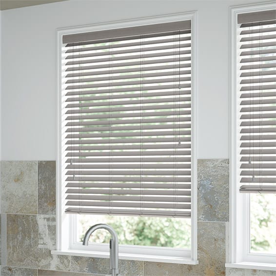 ColorizedZoom Atlanta Warm Grey Faux Wood Blind - 50mm Slat 3229