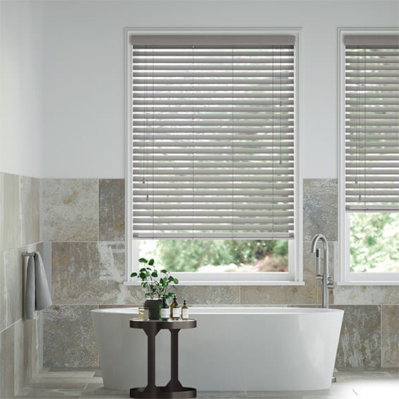 Colorized Atlanta Warm Grey Faux Wood Blind - 50mm Slat 3229