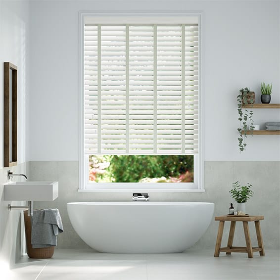 Colorized Vintage White & Sage Wooden Blind - 50mm Slat 3270