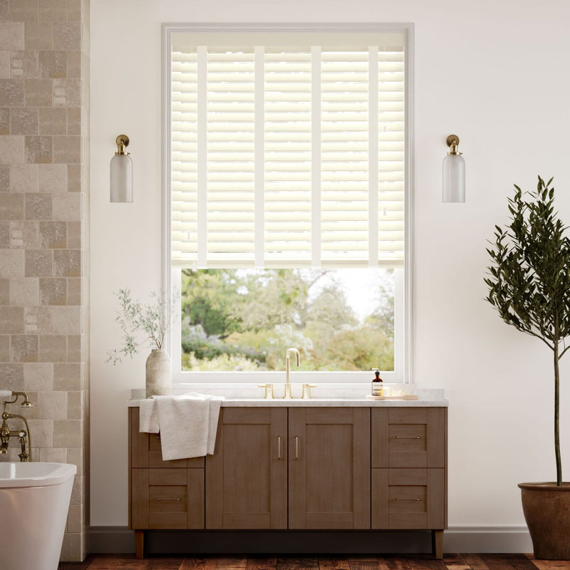Colorized Buttermilk & Ivory Faux Wood Blind - 50mm Slat 3276