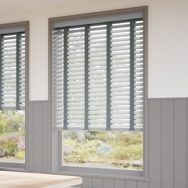 ColorizedZoom Urban Grey & Anthracite Faux Wood Blind - 50mm Slat 3291