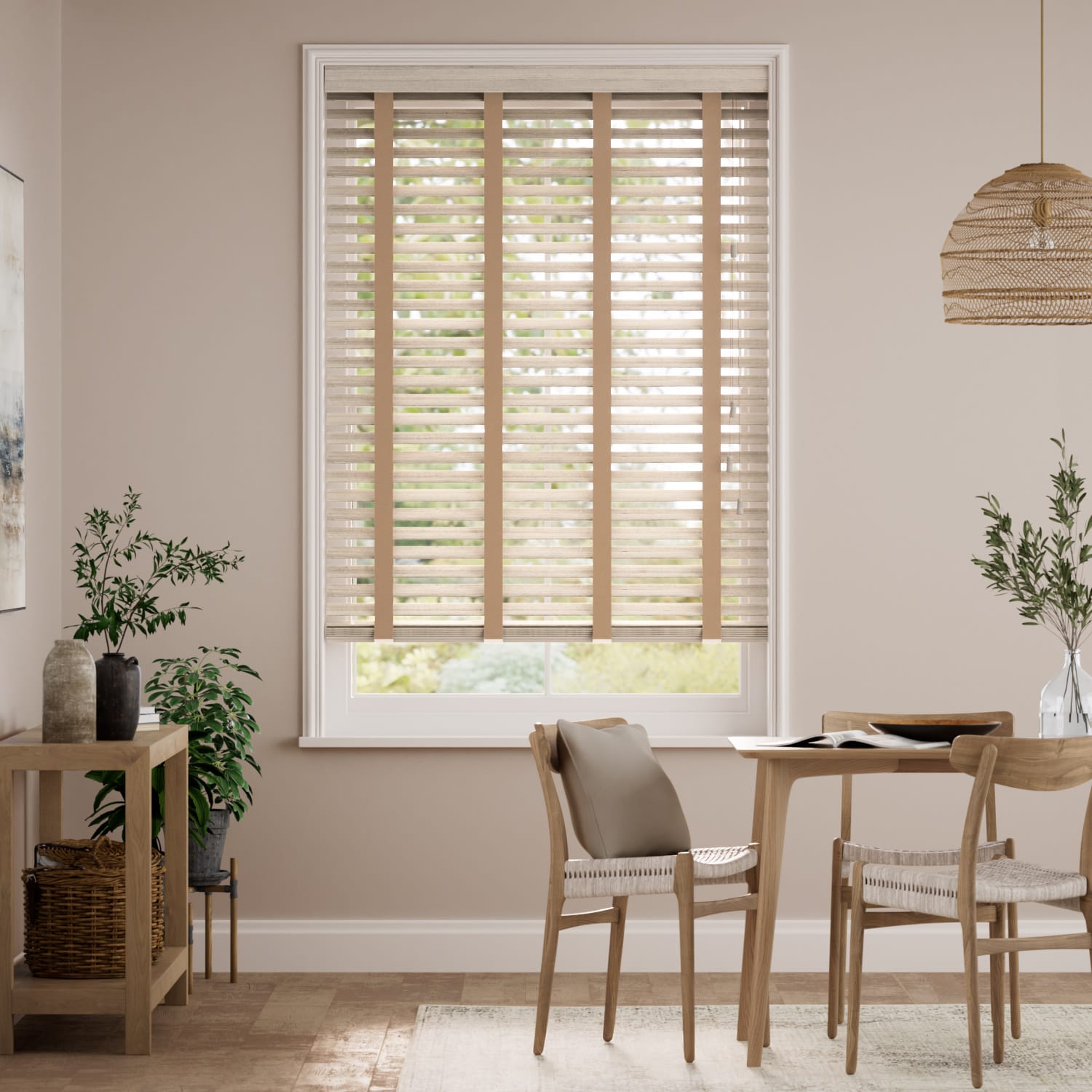 Colorized Nordic Oak & Camel Faux Wood Blind - 50mm Slat 3285