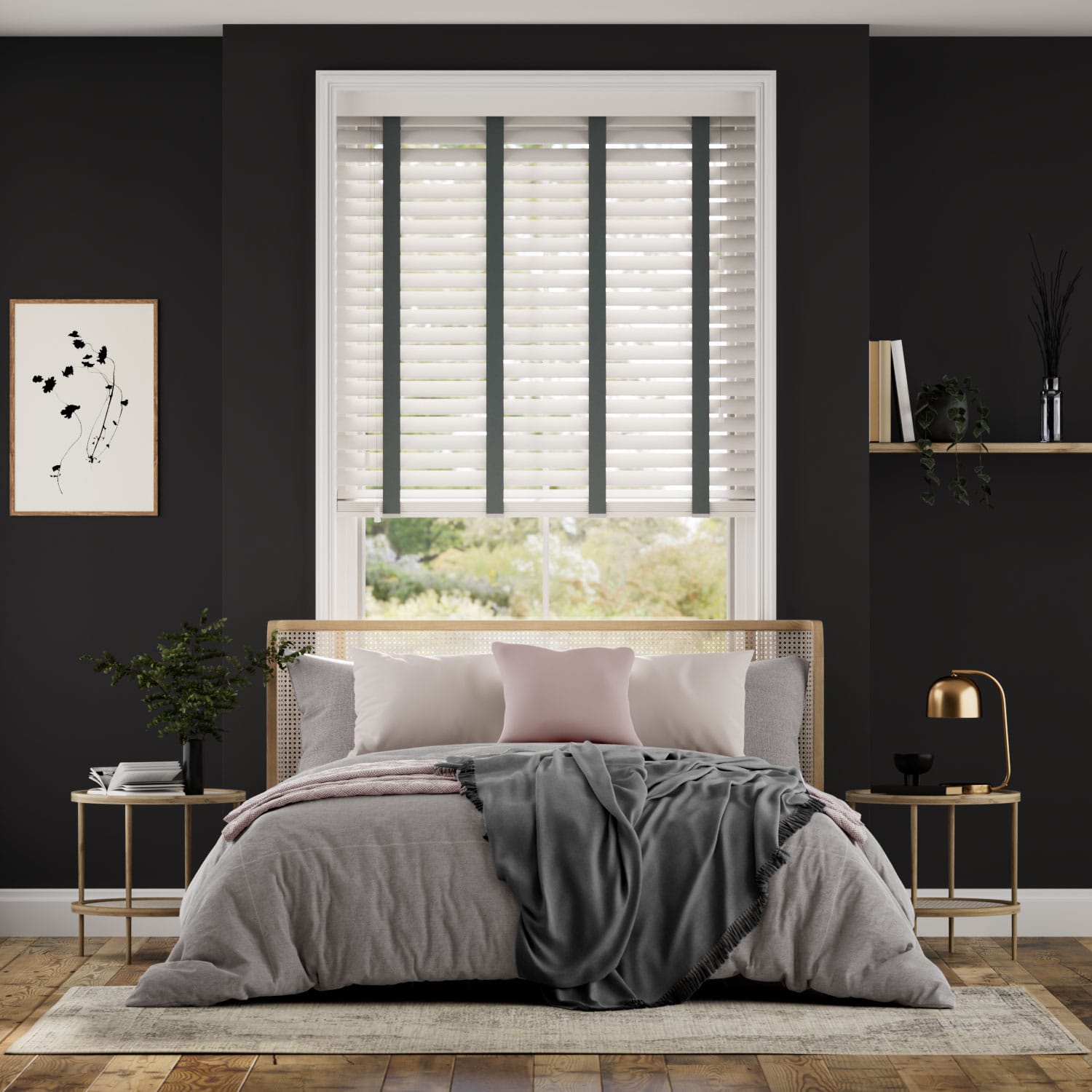 Colorized Grey Goose & Anthracite Faux Wood Blind - 50mm Slat 3282
