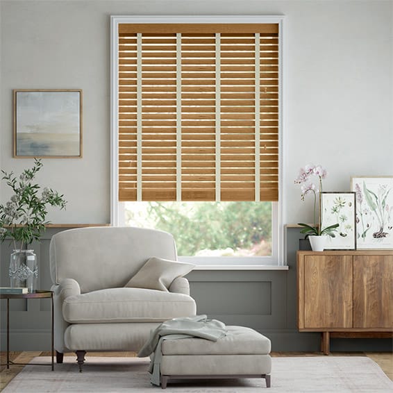 Colorized Macadamia Oak & Alabaster Wooden Blind - 50mm Slat 3293