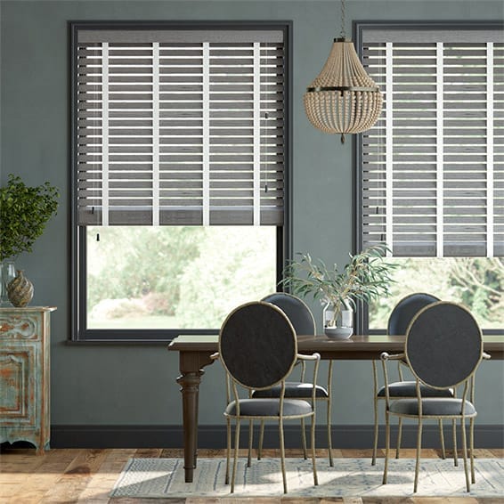 Colorized Ash Grey Grain & Chalk Faux Wood Blind - 50mm Slat 3296