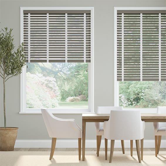 Colorized Cobblestone Grey & Chalk Faux Wood Blind - 50mm Slat 3300