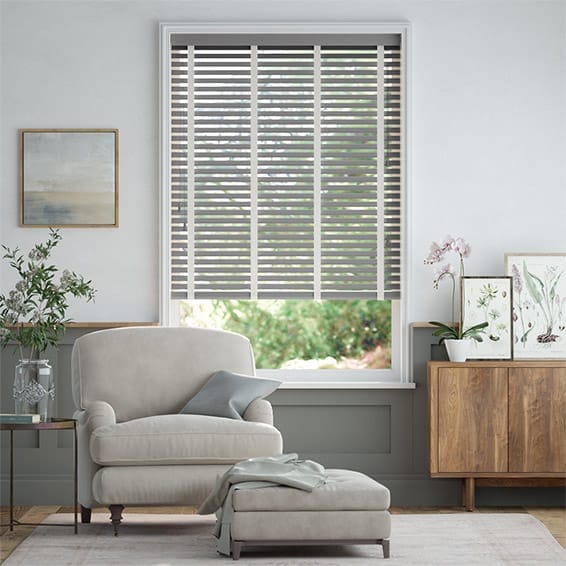 Colorized Harbour Grey & Chalk Faux Wood Blind - 50mm Slat 3304