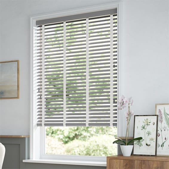 ColorizedZoom Harbour Grey & Chalk Faux Wood Blind - 50mm Slat 3304