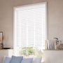 ColorizedZoom Fine White & Glacier Faux Wood Blind - 50mm Slat 9477