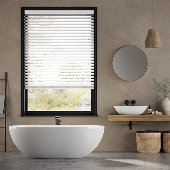 Colorized Cumulus White Wooden Blind - 50mm Slat 3318
