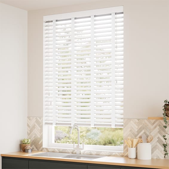 ColorizedZoom Cumulus White & Cloud Wooden Blind - 50mm Slat 3334
