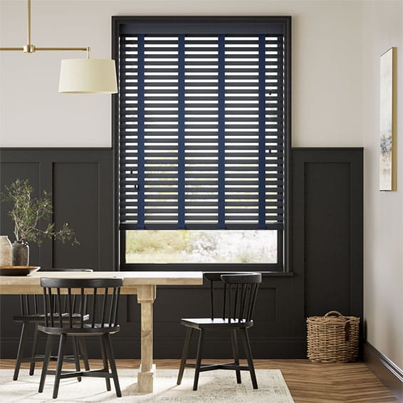 Colorized Midnight Blue & Ink Wooden Blind - 50mm Slat 3337