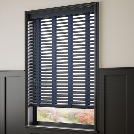 ColorizedZoom Midnight Blue & Ink Wooden Blind - 50mm Slat 3337