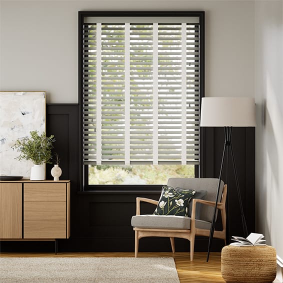 Colorized Moonlight Grey & Cloud Wooden Blind - 50mm Slat 3339