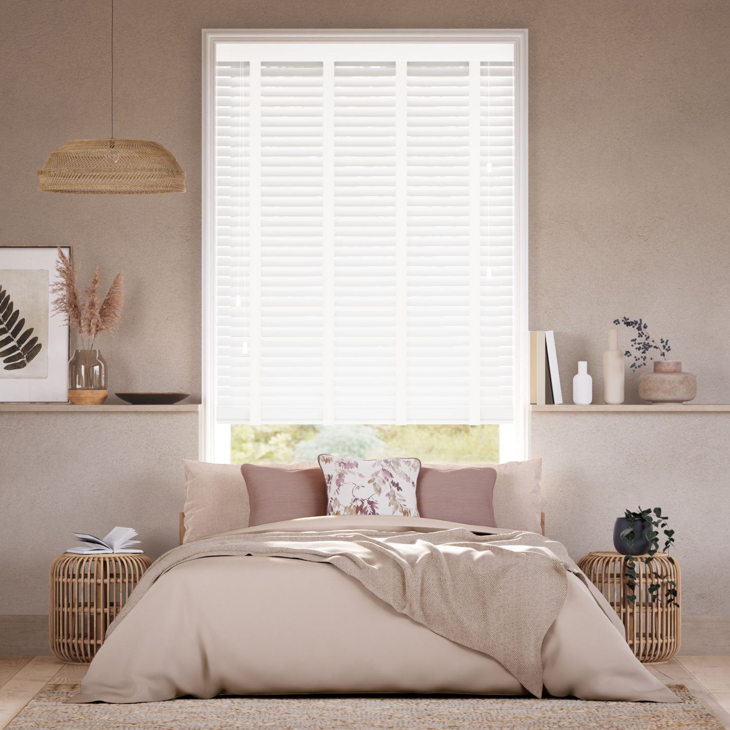 Colorized Chamomile & Feather Wooden Blind - 50mm Slat 3344