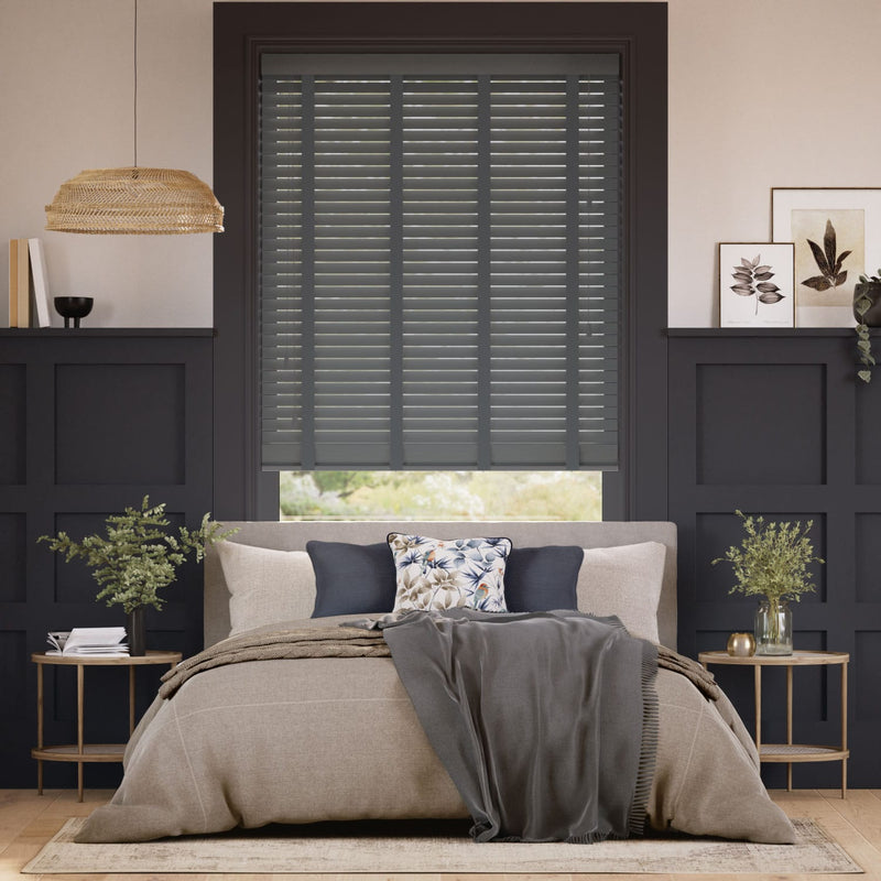 Colorized Everest Grey & Anthracite Wooden Blind- 50mm Slat 3345