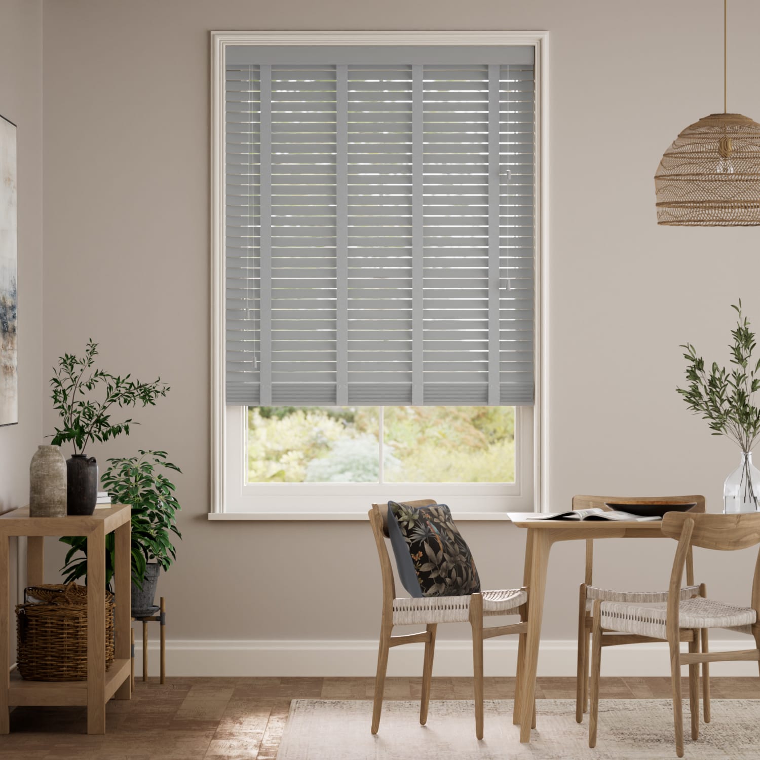 Colorized Morel & Light Grey Wooden Blind- 50mm Slat 3347