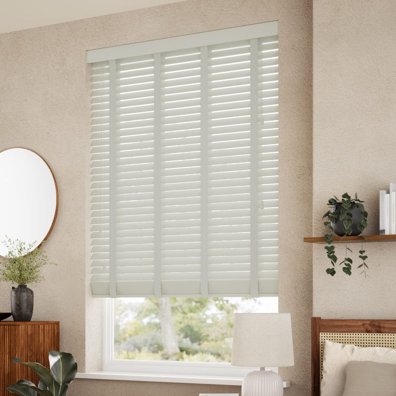 ColorizedZoom Sea Glass & Warm Grey Wooden Blind- 50mm Slat 3351