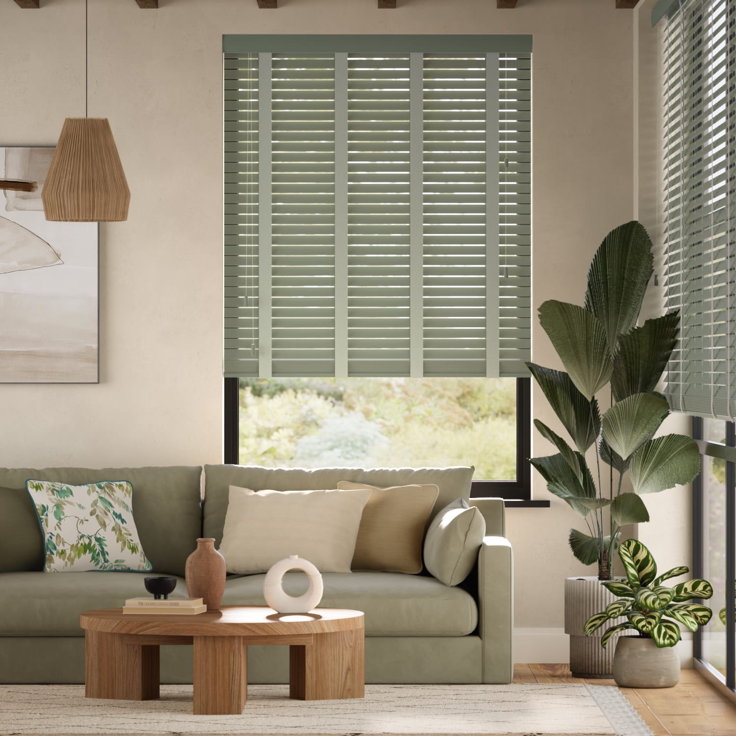 Colorized Sage & Thyme Wooden Blind- 50mm Slat 3350