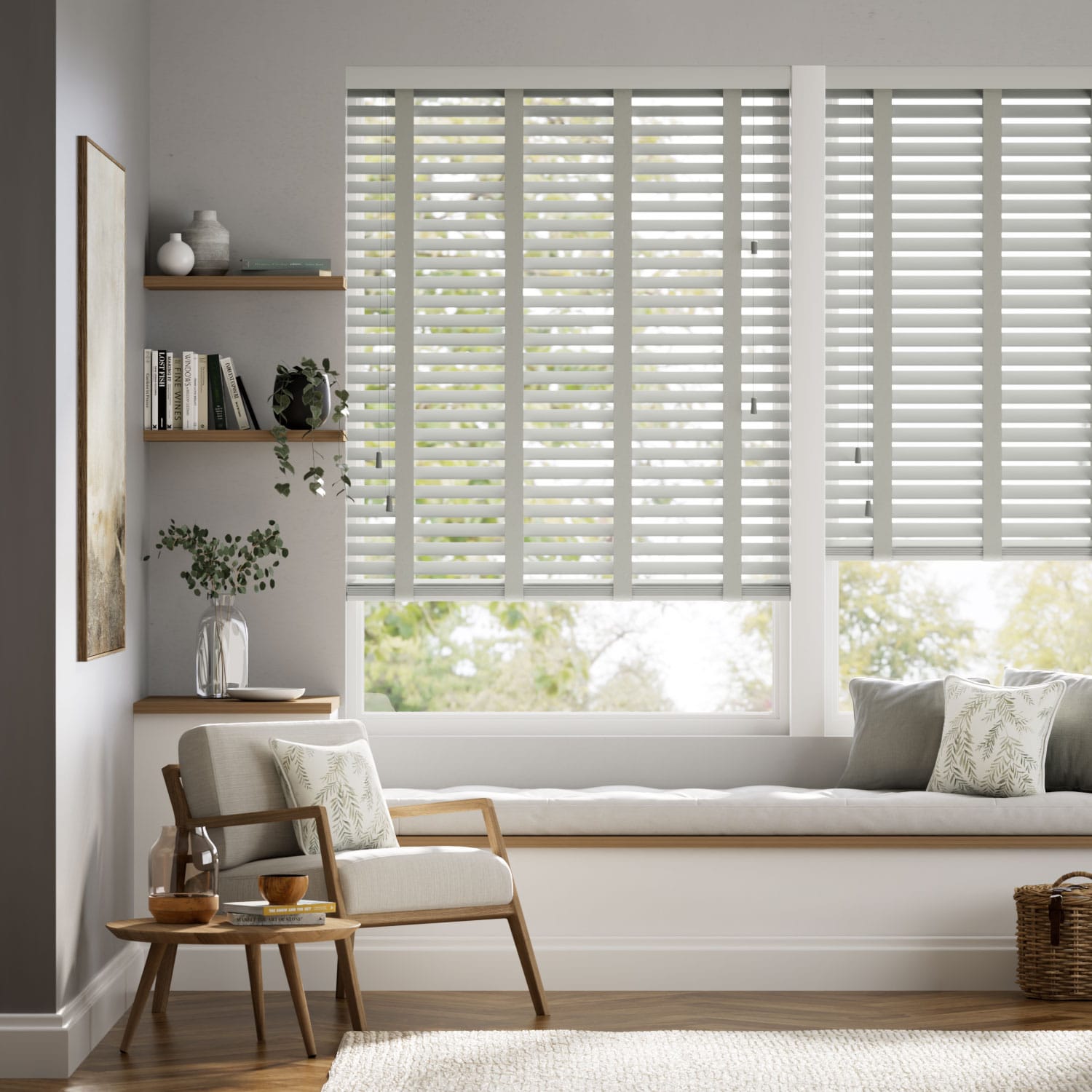 Colorized Moonlight Grey & Ash Wooden Blind - 50mm Slat 3338