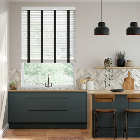 Colorized Arctic Gloss & Jet Wooden Blind - 50mm Slat 3354
