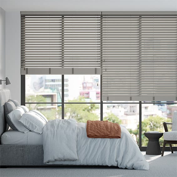 Colorized Contract Tampa Tonal Grey Faux Wood Blind - 50mm Slat 3360