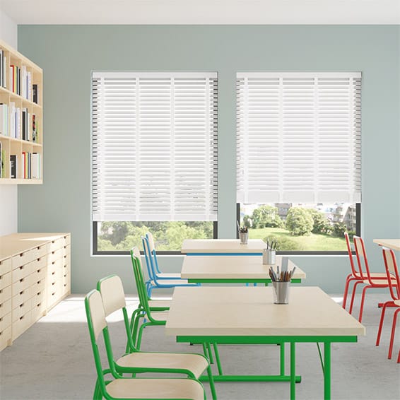 Colorized Contract Atlanta Icy White & Igloo Faux Wood Blind - 50mm Slat 3363