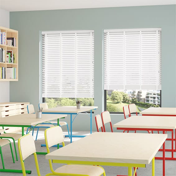 ColorizedZoom Contract Atlanta Icy White & Igloo Faux Wood Blind - 50mm Slat 3363