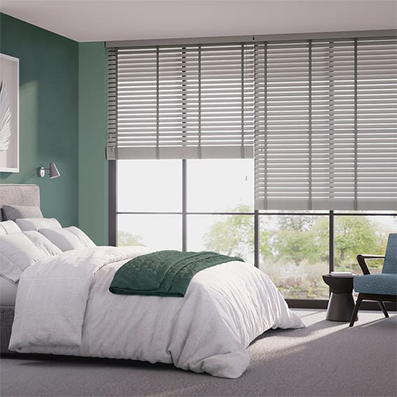 ColorizedZoom Contract Atlanta Warm Grey & Tin Faux Wood Blind - 50mm Slat 3365