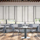 Colorized Contract Atlanta Winter White & Midnight Faux Wood Blind - 50mm Slat 3366