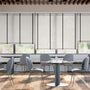 Colorized Contract Atlanta Winter White & Midnight Faux Wood Blind - 50mm Slat 3366