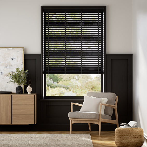 Colorized Natural Bamboo Midnight & Jet Wooden Blind - 50mm Slat 3372
