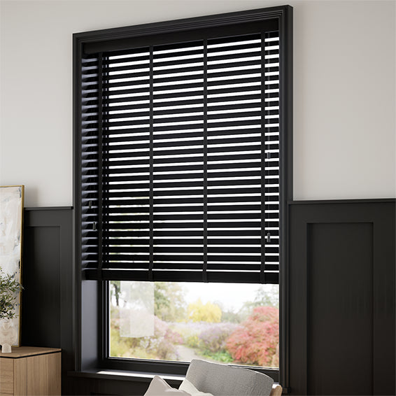ColorizedZoom Natural Bamboo Midnight & Jet Wooden Blind - 50mm Slat 3372