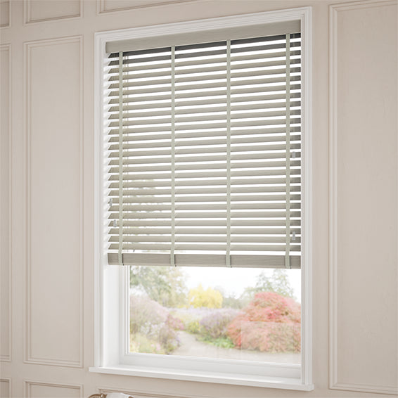 ColorizedZoom Natural Bamboo Stone & Warm Grey Wooden Blind - 50mm Slat 3374