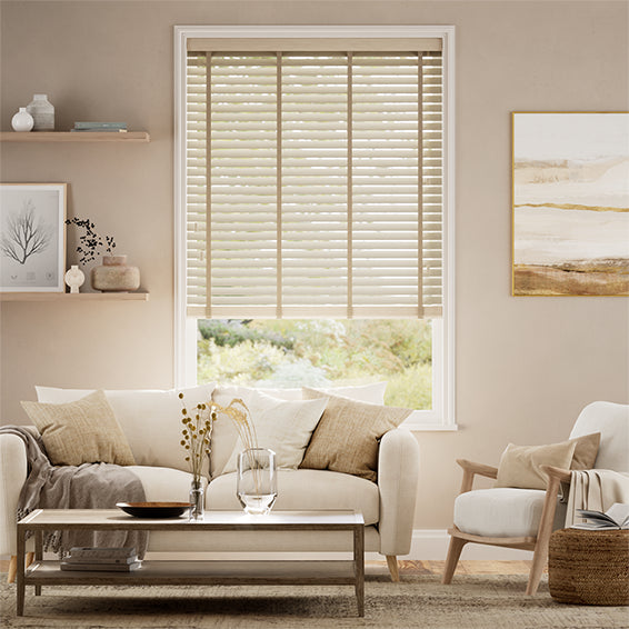 Colorized Natural Bamboo Driftwood & Praline Wooden Blind - 50mm Slat 3386